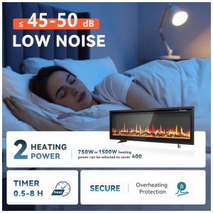ectqpngmfwhf0b_4 jpg - Lareira Elétrica EUHOMY de 127 cm Embutida na Parede ou Autônoma com Controle Remoto Chama Ajustável em Cores, Timer e Potência de 750 1500W