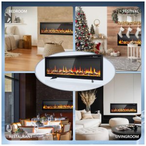 ectqpngmfwhf0b_6 jpg - Lareira Elétrica EUHOMY de 127 cm Embutida na Parede ou Autônoma com Controle Remoto Chama Ajustável em Cores, Timer e Potência de 750 1500W