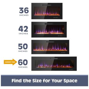 Lareira Elétrica de Embutir A45x152L com Controle Remoto e Chamas Ajustável, 110V 1500W, Prominence Home, Preta