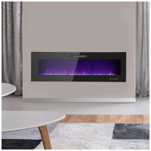 Lareira Elétrica de Embutir A45x152L com Controle Remoto e Chamas Ajustável, 110V 1500W, Prominence Home, Preta