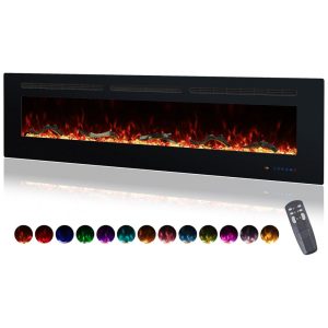 ectqqr89vzjd0b_0 jpg - Lareira Elétrica Valuxhome de 172,72 cm Embutida na Parede, Aquecedor de Lareira Montado na Parede com Controle Remoto, Chamas Realistas