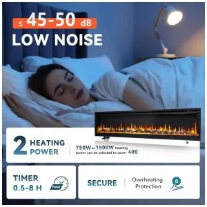 ectqtwyfn2jd0b_4 jpg - Lareira Elétrica EUHOMY de 182,88 cm Embutida, Montada na Parede ou Autônoma com Controle Remoto, Aquecedor Ultratino com Chama Ajustável, Lareira