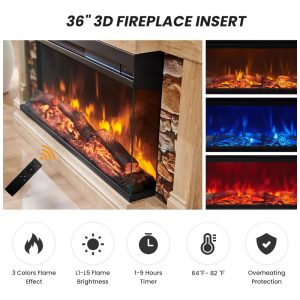 ectqxc8nc3kd0b_2 jpg - Lareira Elétrica OKD 132,08 cm com Manto, Lareira Autônoma Aquecedora TV Stand com Vidro em 3 Lados para TVs com Armário de Armazenamento