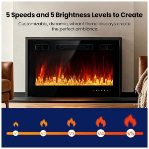 ectqxpbkdr6d0b_1 jpg - Lareira Elétrica Embutida 76,2 cm, RealSmart 1500W Aquecedores de Parede Controle Remoto 12 Cores de Chama Design Moderno Baixo Ruído