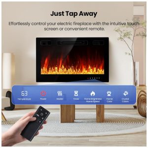 ectqxpbkdr6d0b_5 jpg - Lareira Elétrica Embutida 76,2 cm, RealSmart 1500W Aquecedores de Parede Controle Remoto 12 Cores de Chama Design Moderno Baixo Ruído