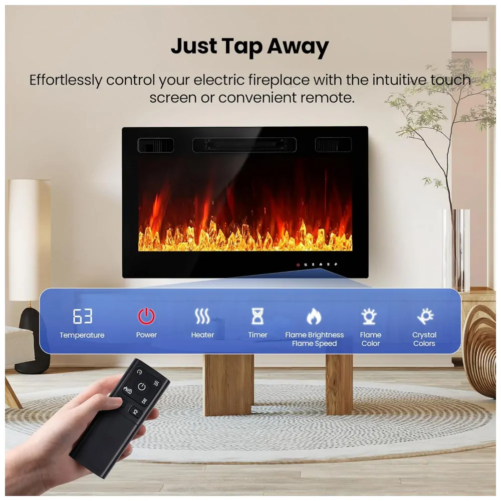 ectqxpbkdr6d0b_5 jpg - Lareira Elétrica Embutida 76,2 cm, RealSmart 1500W Aquecedores de Parede Controle Remoto 12 Cores de Chama Design Moderno Baixo Ruído