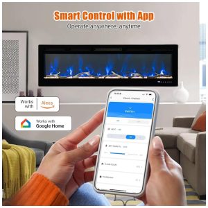 ectqymsyxdmd0b_5 jpg - Lareira Elétrica de 152 cm, Embutida ou de Parede, com LED Touch, Controle Remoto e App Wi Fi. Aquecedor 1500 750W, 12 Cores Ajustáveis, Timer,AsyPets