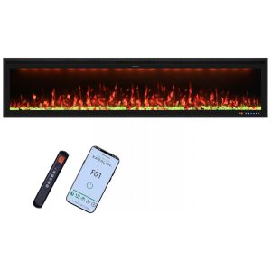 Lareira Elétrica Embutida Valuxhome de 152,4 cm, Design de Moldura Ultra Estreita, 13 Cores de Chamas, Aquece até 37m ,