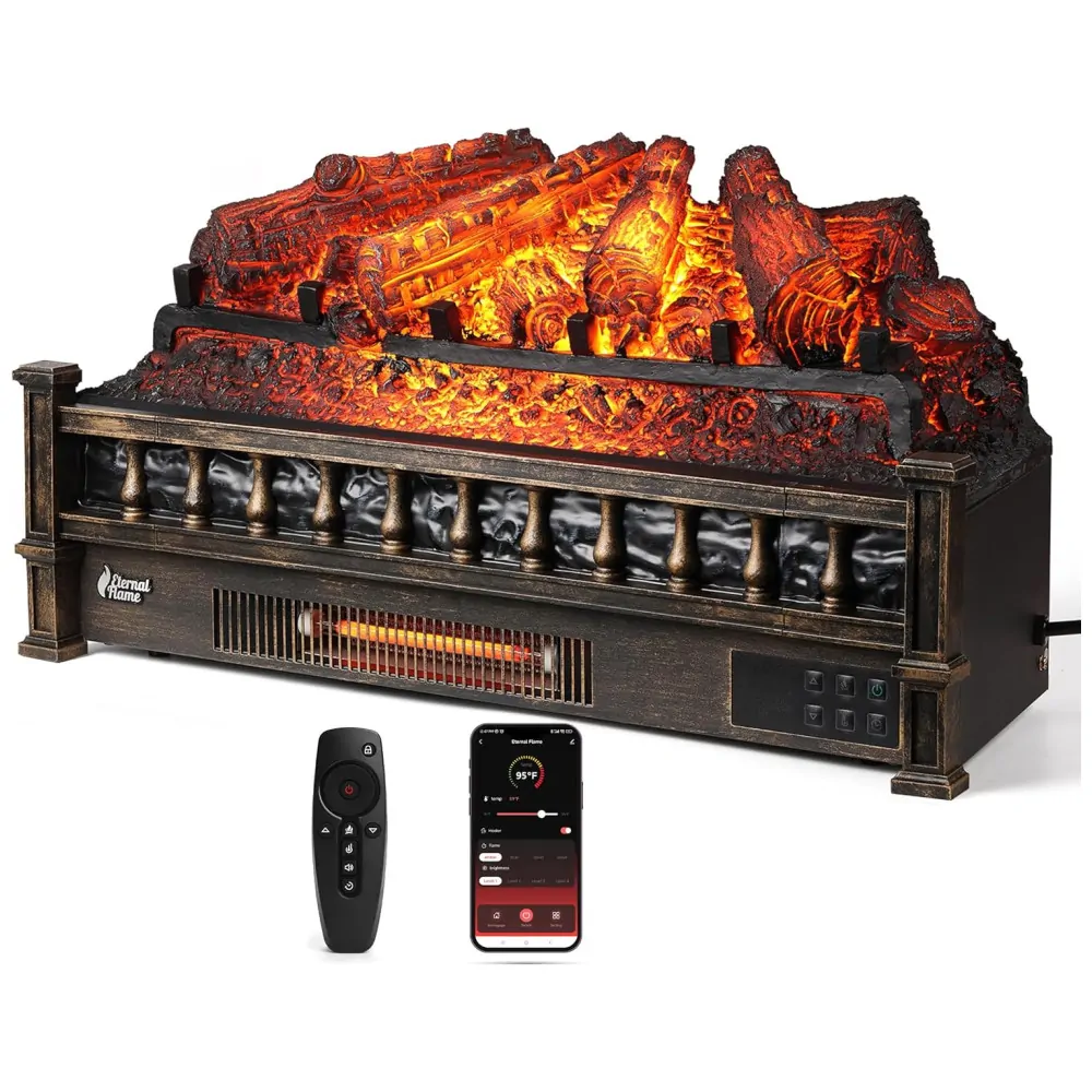 ectqq4jztg7c0b_0 jpg - Lareira Elétrica Ecológica 26 66cm com Controle Remoto, Toras de Pinho Realista, Cores de Chama Ajustáveis, WiFi e Som Crepitante, 110V 1500W, TURBRO, Bronze