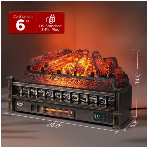 ectqq4jztg7c0b_3 jpg - Lareira Elétrica Ecológica 26 66cm com Controle Remoto, Toras de Pinho Realista, Cores de Chama Ajustáveis, WiFi e Som Crepitante, 110V 1500W, TURBRO, Bronze