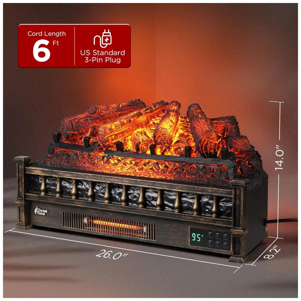 ectqq4jztg7c0b_3 jpg - Lareira Elétrica Ecológica 26 66cm com Controle Remoto, Toras de Pinho Realista, Cores de Chama Ajustáveis, WiFi e Som Crepitante, 110V 1500W, TURBRO, Bronze