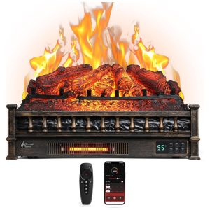 ectqq4jztg7c0b_7 jpg - Lareira Elétrica Ecológica 26 66cm com Controle Remoto, Toras de Pinho Realista, Cores de Chama Ajustáveis, WiFi e Som Crepitante, 110V 1500W, TURBRO, Bronze