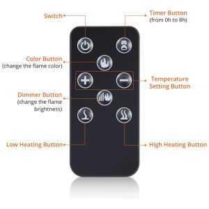 Lareira Elétrica 152 cm, Recessada e Montada na Parede, Aquecedor 1500W 750W, Termostato 15 37 C , Controle Remoto e Touch, 12 Cores, Fectiontool
