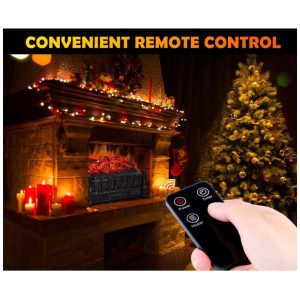 ectqpl81plb80b_6 jpg - Lareira Elétrica Ecológica com Controle Remoto, Efeito de Chama Realista, Brilho Ajustável e Temporizador 8H, 110V 1500W, LifePlus FP201R, Marrom