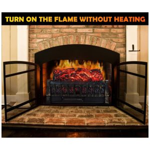 ectqpl81plb80b_7 jpg - Lareira Elétrica Ecológica com Controle Remoto, Efeito de Chama Realista, Brilho Ajustável e Temporizador 8H, 110V 1500W, LifePlus FP201R, Marrom