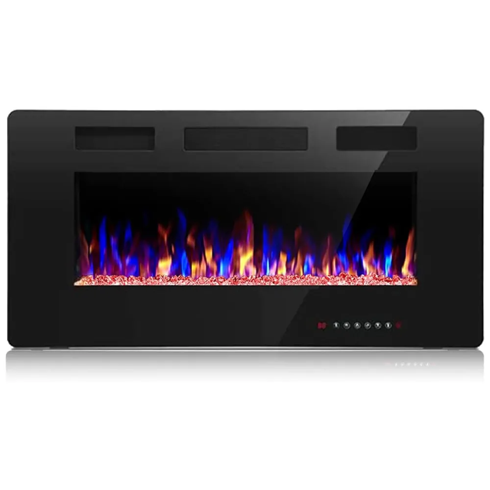 ectqwgvjhvg90b_0 jpg - Lareira Elétrica de Embutir A45x91L com Controle Remoto e Digital, Luz LED, Chama Ajustável e Temporizador, 1500W, 110v, CRZOE Jx 836C3, Preto