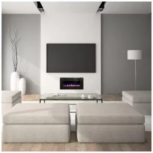 ectqwgvjhvg90b_6 jpg - Lareira Elétrica de Embutir A45x91L com Controle Remoto e Digital, Luz LED, Chama Ajustável e Temporizador, 1500W, 110v, CRZOE Jx 836C3, Preto