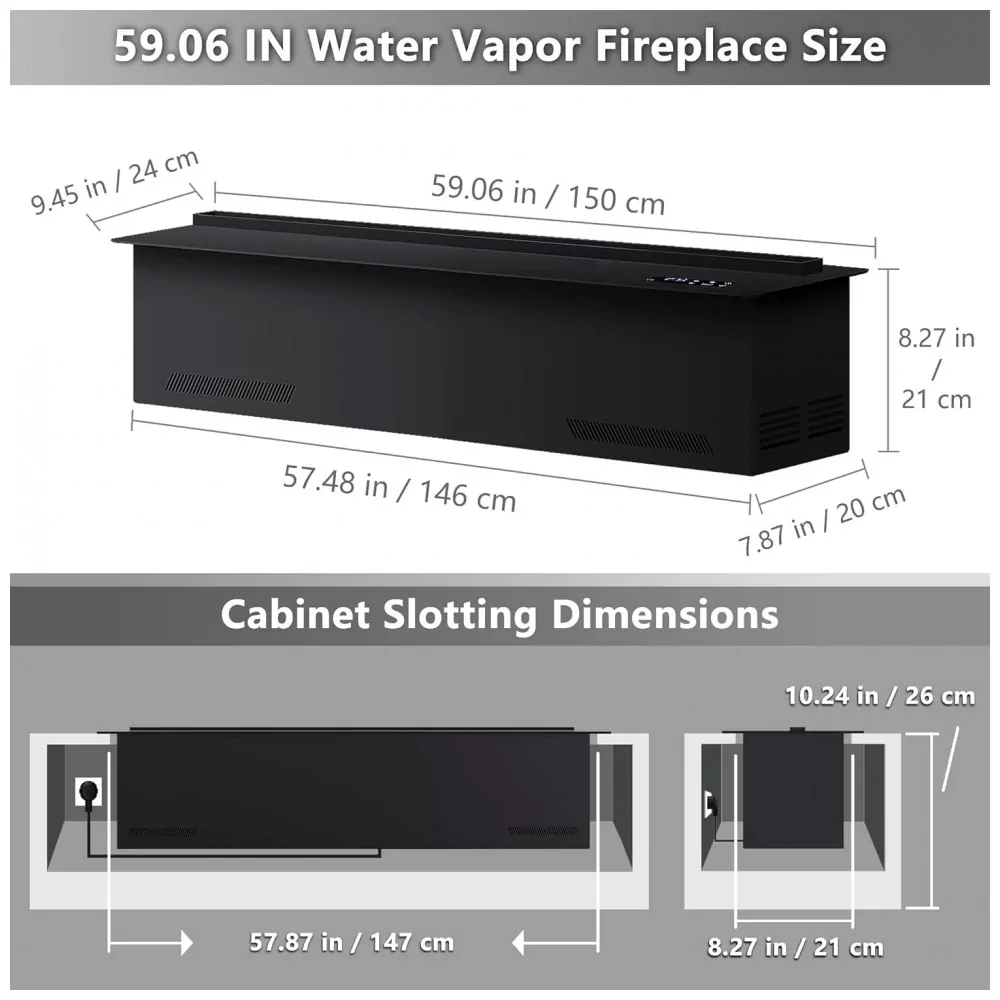 ectq18nrcq5f0b_1 jpg - Lareira Elétrica a Vapor Mexhom Chama Atomizada 3D Controle Remoto 150 cm Voltagem 110V 120V