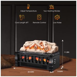 ectq4km6zhqb0b_1 jpg - Lareira Elétrica Ecológica 21 53 cm com Controle Remoto, Brilho da Chama Ajustável, Proteção Contra Superaquecimento e Toras Cinza Esbranquiçadas, 110V 1500W, R.W.FLAME, Preta