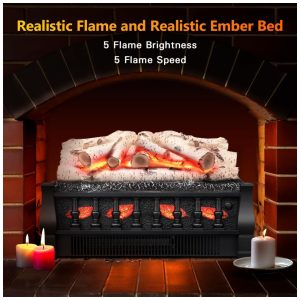 ectq4km6zhqb0b_2 jpg - Lareira Elétrica Ecológica 21 53 cm com Controle Remoto, Brilho da Chama Ajustável, Proteção Contra Superaquecimento e Toras Cinza Esbranquiçadas, 110V 1500W, R.W.FLAME, Preta