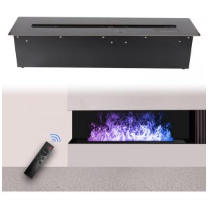 Lareira Elétrica 3D Vapor d Água Sxysgf Chama Realista Atomizada Recessível Controle Remoto Temporizador 80cm Aço Inoxidável