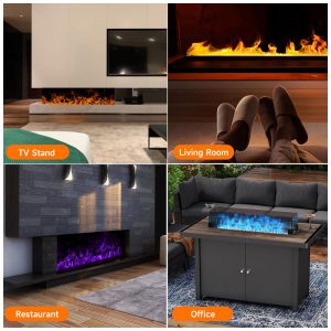 Lareira Elétrica 3D Vapor d Água Sxysgf Chama Realista Atomizada Recessível Controle Remoto Temporizador 80cm Aço Inoxidável