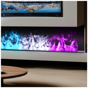 Lareira Elétrica 3D Vapor d Água Sxysgf Chama Realista Atomizada Recessível Controle Remoto Temporizador 80cm Aço Inoxidável