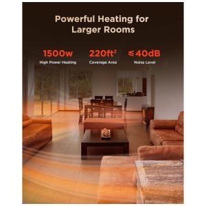 Lareira Elétrica Portátil com Chamas Realista 3D e Proteção Contra Superaquecimento, 110V 1500W, AIRMATE, Preta