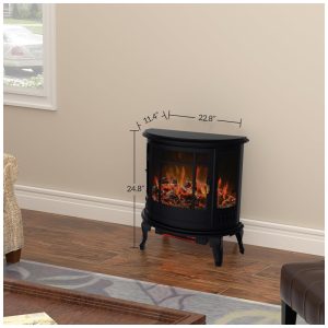 Lareira Elétrica Portátil com Efeito de Chamas Realista 3D e Proteção Contra Superaquecimento, 110V 1500W, Eueiriup, Preta