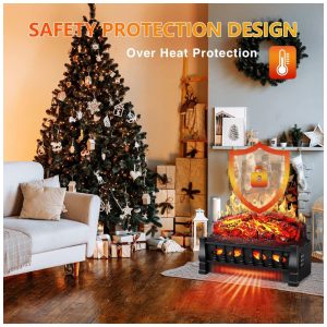 ectqq95hcyg90b_5 jpg - Lareira Elétrica Ecológica 21 53 cm com Controle Remoto, Brilho da Chama Ajustável e Proteção Contra Superaquecimento, 110V 1500W, R.W.FLAME L250, Preta