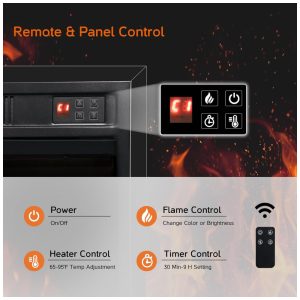 ectqdrtvm8mc0b_4 jpg - Lareira Elétrica de Embutir A43x69L cm com Controle Remoto, Chamas Realistas e Brilho Ajustável, 110V 1400W, WAMPAT, Preta