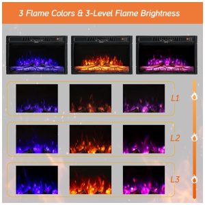 ectqdrtvm8mc0b_6 jpg - Lareira Elétrica de Embutir A43x69L cm com Controle Remoto, Chamas Realistas e Brilho Ajustável, 110V 1400W, WAMPAT, Preta