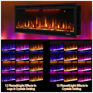 ectqh3r5bqq90b_3 jpg - Lareira Elétrica de Embutir A43x111L com Controle Remoto, 110V 1500W, Dreamflame, Preta