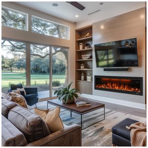 ectqh3r5bqq90b_7 jpg - Lareira Elétrica de Embutir A43x111L com Controle Remoto, 110V 1500W, Dreamflame, Preta