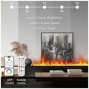 Lareira Elétrica de Vapor Mexhom Multicolorida Recuada Chama Atomizada 110 120V 80 cm comprimento x 20 cm largura x 19 cm altura