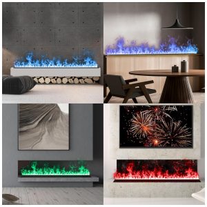 Mexhom Lareira Elétrica de Vapor Multicolorida Embutida com Controle Manual e Remoto, Chama Realista, 80 cm