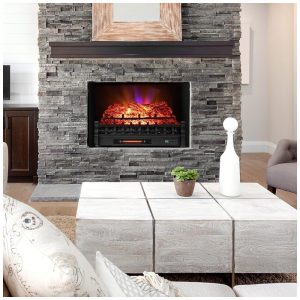 Lareira Elétrica Ecológica 26 66 cm com Controle Remoto, Cores de Chama Ajustáveis e Temporizador de 8H, 110V 1500W, ORALNER, Preta