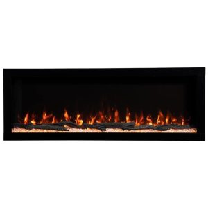 Lareira Elétrica de Embutir A46x127L cm com Controle Remoto, 10 Cores de Chama e Compatível com Google e Alexa , 110V 1465W, Ember, Preta