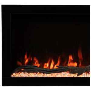 Lareira Elétrica de Embutir A46x127L cm com Controle Remoto, 10 Cores de Chama e Compatível com Google e Alexa , 110V 1465W, Ember, Preta