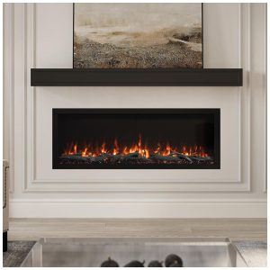 Lareira Elétrica de Embutir A46x127L cm com Controle Remoto, 10 Cores de Chama e Compatível com Google e Alexa , 110V 1465W, Ember, Preta