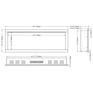 Lareira Elétrica de Embutir A46x127L cm com Controle Remoto, 10 Cores de Chama e Compatível com Google e Alexa , 110V 1465W, Ember, Preta