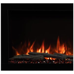 Lareira Elétrica de Embutir A46x127L cm com Controle Remoto, 10 Cores de Chama e Compatível com Google e Alexa , 110V 1465W, Ember, Preta