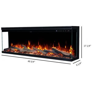 Lareira Elétrica de Embutir A43x127L com Controle por APP e Tela Sensível ao Toque, 110V 1500W, Dreamflame, Preta