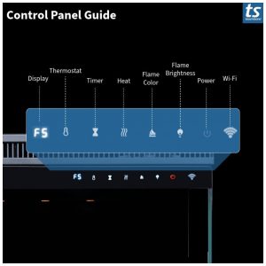 Lareira Elétrica de Embutir A43x127L com Controle por APP e Tela Sensível ao Toque, 110V 1500W, Dreamflame, Preta