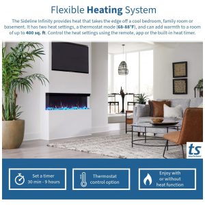 Lareira Elétrica de Embutir A43x127L com Controle por APP e Tela Sensível ao Toque, 110V 1500W, Dreamflame, Preta