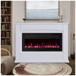 Lareira Elétrica Panana de 127 cm, Embutida ou de Parede, com Timer, LED Touch, Controle Remoto, Chamas Ajustáveis em Cor e Velocidade, Aquecimento