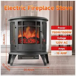 Lareira Elétrica Portátil com Controle Remoto e Temporizador, 110V 1500W, FLAME SHADE, Preta