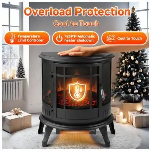 Lareira Elétrica Portátil com Controle Remoto e Temporizador, 110V 1500W, FLAME SHADE, Preta