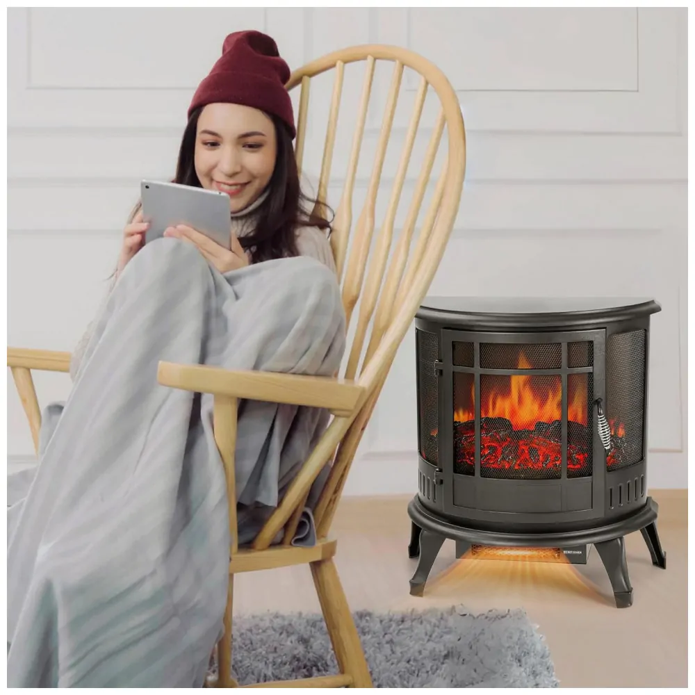 Lareira Elétrica Portátil com Controle Remoto e Temporizador, 110V 1500W, FLAME SHADE, Preta