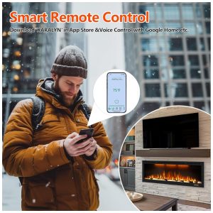 Lareira Elétrica de Embutir A43x132L com Controle Remoto, 110V 1500W, Dreamflame, Preta